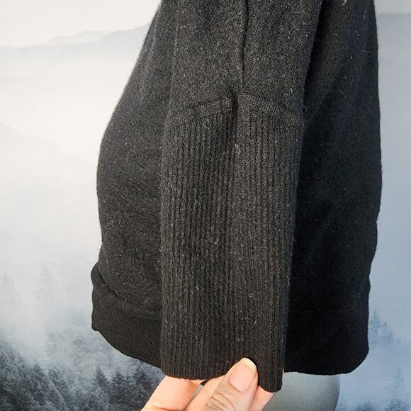 Anthropologie Merino Wool Black Cropped Crew Neck Sweater | Women's XSmall - Picture 5 of 14